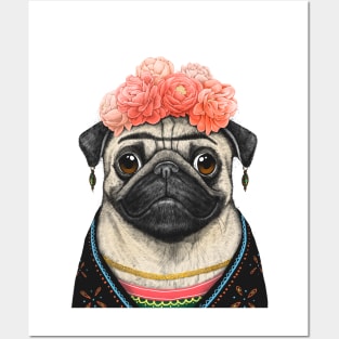 Pug Frida Posters and Art